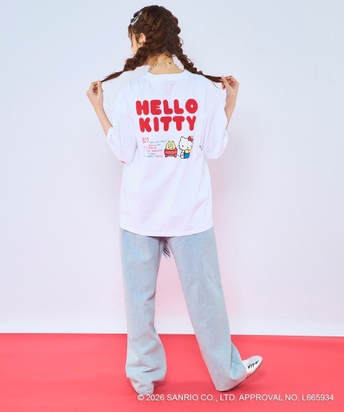 ハローキティコラボ（ハローキティコラボ）の「【Ocean Pacific×ハローキティ】レディースハローキティ×OP ビッグTシャツ　バックプリント（Tシャツ/カットソー・レディース・ホワイト/ブルー/チャコールグレー・LARGE/X-LARGE/MEDIUM）」の7枚目の写真
