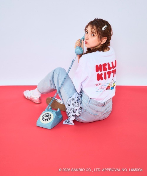 ハローキティコラボ（ハローキティコラボ）の「【Ocean Pacific×ハローキティ】レディースハローキティ×OP ビッグTシャツ　バックプリント（Tシャツ/カットソー・レディース・ホワイト/ブルー/チャコールグレー・LARGE/X-LARGE/MEDIUM）」の8枚目の写真