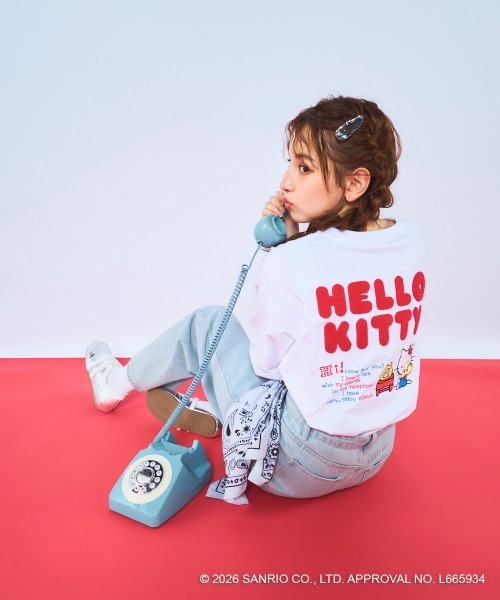 ハローキティコラボ（ハローキティコラボ）の「【Ocean Pacific×ハローキティ】レディースハローキティ×OP ビッグTシャツ　バックプリント（Tシャツ/カットソー・レディース・ホワイト/ブルー/チャコールグレー・LARGE/X-LARGE/MEDIUM）」の9枚目の写真