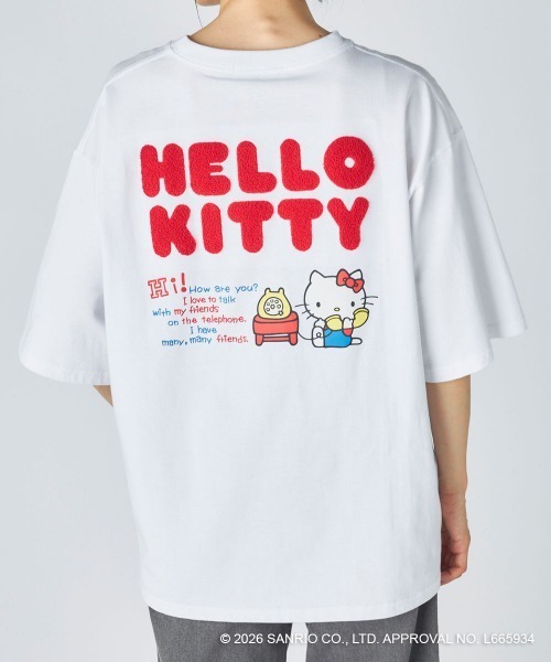 ハローキティコラボ（ハローキティコラボ）の「【Ocean Pacific×ハローキティ】レディースハローキティ×OP ビッグTシャツ　バックプリント（Tシャツ/カットソー・レディース・ホワイト/ブルー/チャコールグレー・LARGE/X-LARGE/MEDIUM）」の15枚目の写真