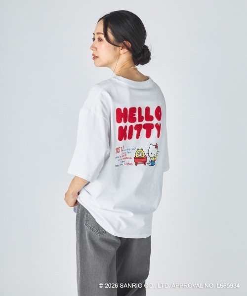 ハローキティコラボ（ハローキティコラボ）の「【Ocean Pacific×ハローキティ】レディースハローキティ×OP ビッグTシャツ　バックプリント（Tシャツ/カットソー・レディース・ホワイト/ブルー/チャコールグレー・LARGE/X-LARGE/MEDIUM）」の20枚目の写真