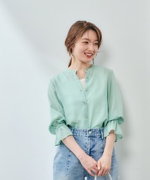 バンドカラーシアーシャツ