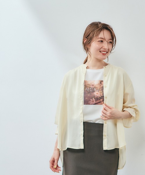 12Twelve Agenda（トゥエルブ　アジェンダ）の「バンドカラーシアーシャツ（シャツ/ブラウス・レディース・ベージュ/ミント/チャコールグレー・M）」の11枚目の写真