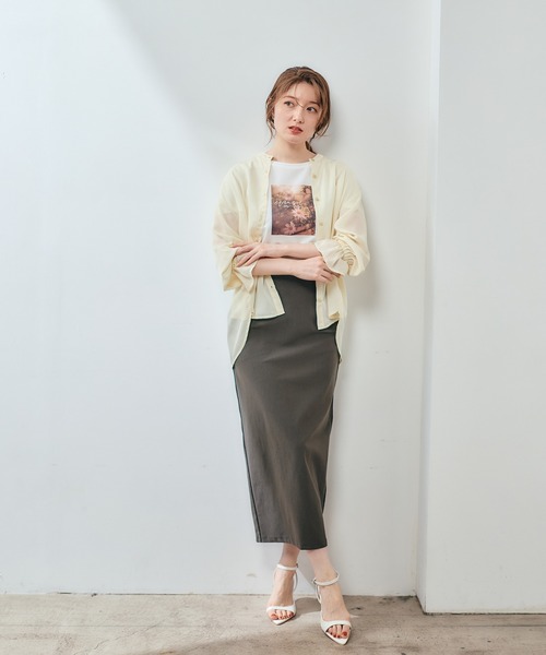 12Twelve Agenda（トゥエルブ　アジェンダ）の「バンドカラーシアーシャツ（シャツ/ブラウス・レディース・ベージュ/ミント/チャコールグレー・M）」の14枚目の写真