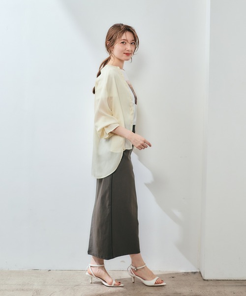 12Twelve Agenda（トゥエルブ　アジェンダ）の「バンドカラーシアーシャツ（シャツ/ブラウス・レディース・ベージュ/ミント/チャコールグレー・M）」の12枚目の写真