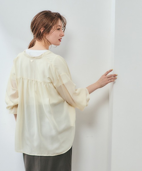 12Twelve Agenda（トゥエルブ　アジェンダ）の「バンドカラーシアーシャツ（シャツ/ブラウス・レディース・ベージュ/ミント/チャコールグレー・M）」の18枚目の写真