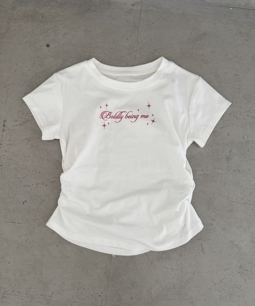 Bamm(バム)の「サイドギャザーロゴTシャツ(Tシャツ/カットソー・レディース・ライトブルー/ホワイト/ブラック・FREE)」の15枚目の写真