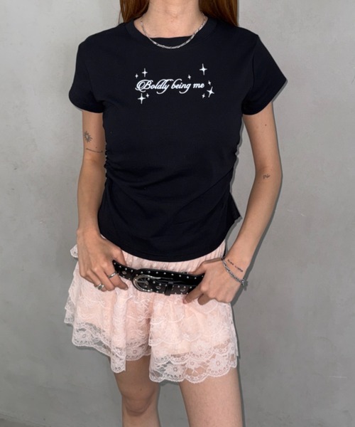 Bamm(バム)の「サイドギャザーロゴTシャツ(Tシャツ/カットソー・レディース・ライトブルー/ホワイト/ブラック・FREE)」の21枚目の写真