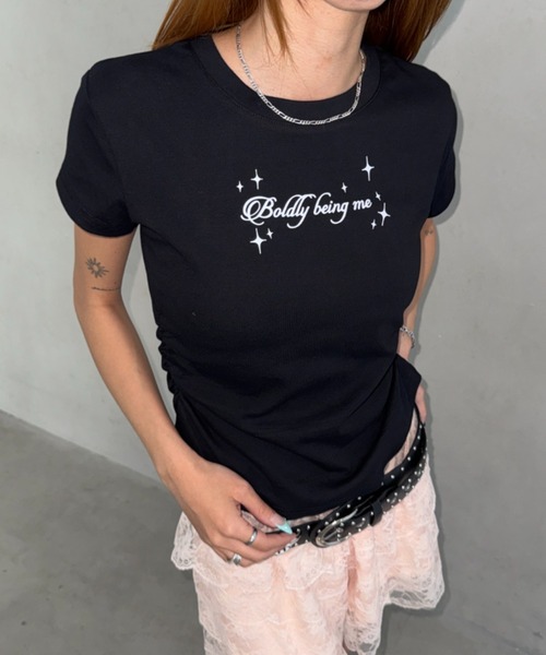 Bamm(バム)の「サイドギャザーロゴTシャツ(Tシャツ/カットソー・レディース・ライトブルー/ホワイト/ブラック・FREE)」の20枚目の写真