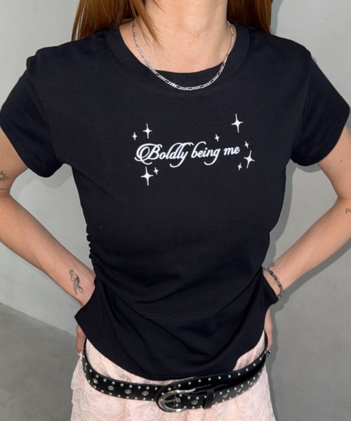 Bamm(バム)の「サイドギャザーロゴTシャツ(Tシャツ/カットソー・レディース・ライトブルー/ホワイト/ブラック・FREE)」の22枚目の写真