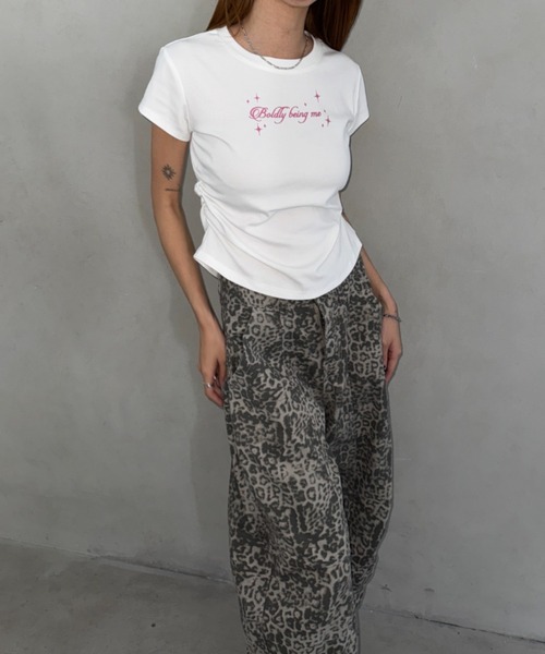 Bamm(バム)の「サイドギャザーロゴTシャツ(Tシャツ/カットソー・レディース・ライトブルー/ホワイト/ブラック・FREE)」の10枚目の写真