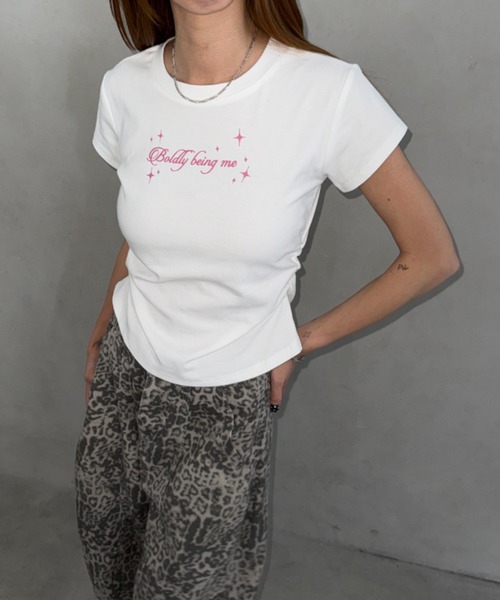 Bamm(バム)の「サイドギャザーロゴTシャツ(Tシャツ/カットソー・レディース・ライトブルー/ホワイト/ブラック・FREE)」の14枚目の写真