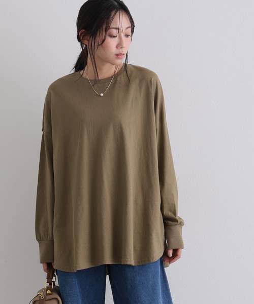ElegChic(エレグシック)の「オーバーサイズ裾ラウンドカットソー(Tシャツ/カットソー・レディース・ブラック/モカ/カーキ/チャコール/オフホワイト・4L/XL/M)」の16枚目の写真