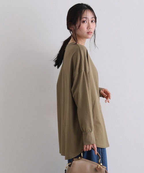 ElegChic(エレグシック)の「オーバーサイズ裾ラウンドカットソー(Tシャツ/カットソー・レディース・ブラック/モカ/カーキ/チャコール/オフホワイト・4L/XL/M)」の19枚目の写真