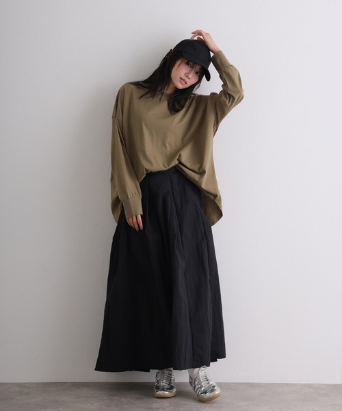 ElegChic(エレグシック)の「オーバーサイズ裾ラウンドカットソー(Tシャツ/カットソー・レディース・ブラック/モカ/カーキ/チャコール/オフホワイト・4L/XL/M)」の21枚目の写真