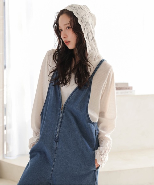 AMELY(エミリー)の「レースニットフーディートップス(その他トップス・レディース・オフホワイト・L/M)」の1枚目の写真