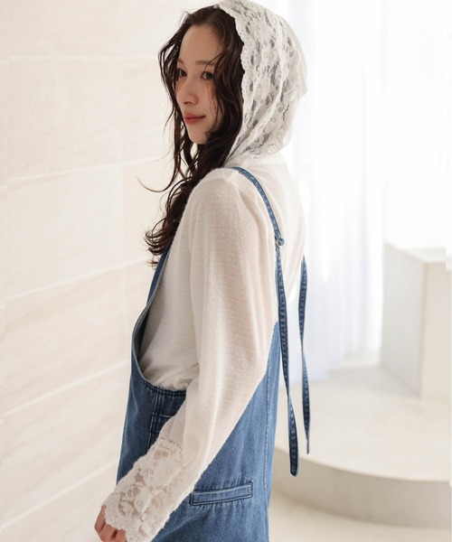 AMELY(エミリー)の「レースニットフーディートップス(その他トップス・レディース・オフホワイト・L/M)」の9枚目の写真