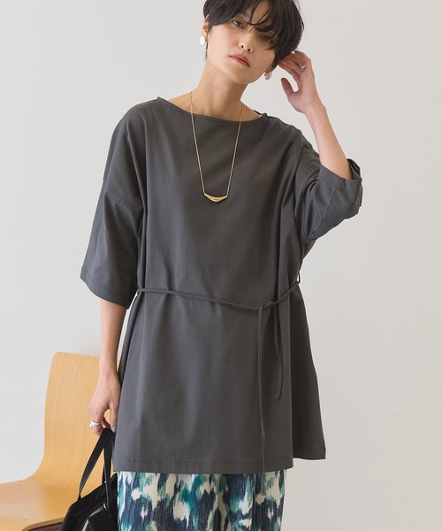 AMERICAN HOLIC(アメリカンホリック)の「【接触冷感・2WAY】バックタックチュニック(Tシャツ/カットソー・レディース・チャコールグレー/オフホワイト/ミント/オレンジ・FREE)」の15枚目の写真