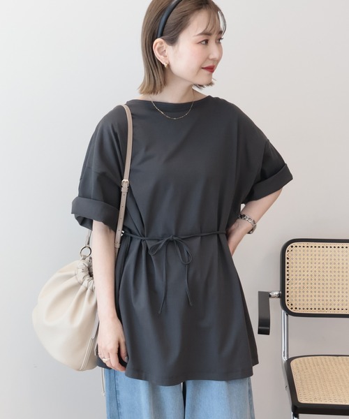 AMERICAN HOLIC(アメリカンホリック)の「【接触冷感・2WAY】バックタックチュニック(Tシャツ/カットソー・レディース・チャコールグレー/オフホワイト/ミント/オレンジ・FREE)」の9枚目の写真
