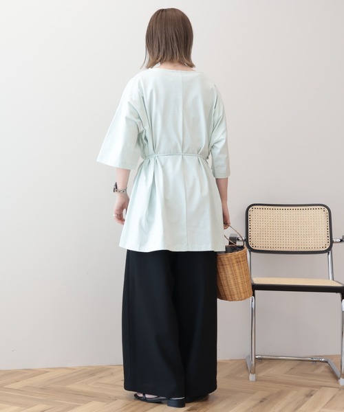 AMERICAN HOLIC(アメリカンホリック)の「【接触冷感・2WAY】バックタックチュニック(Tシャツ/カットソー・レディース・チャコールグレー/オフホワイト/ミント/オレンジ・FREE)」の12枚目の写真