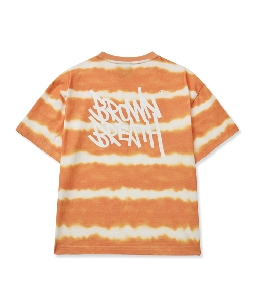 BROWNBREATH KIDS(ブラウンブレスキッズ)の「KIDS DYEING STRIPE TAG TEE - ORANGE(Tシャツ/カットソー・レディース・その他・110/120/130/140/150)」の2枚目の写真