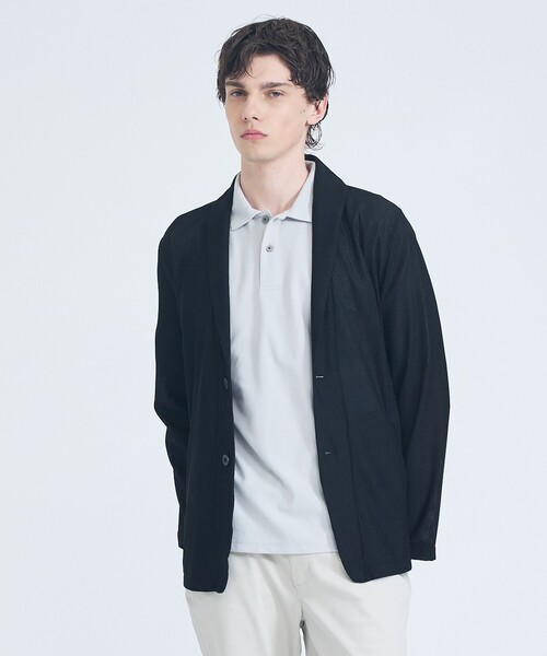 ABAHOUSE GRAY（アバハウスグレイ）の「【接触冷感】ハニカムメッシュ ショールブルゾン/ジャケット（ブルゾン・メンズ・ブラック/モカ/ネイビー・46/48/50）」の11枚目の写真