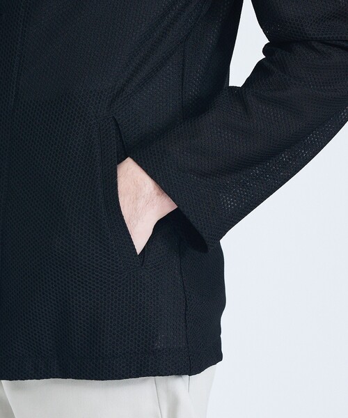 ABAHOUSE GRAY（アバハウスグレイ）の「【接触冷感】ハニカムメッシュ ショールブルゾン/ジャケット（ブルゾン・メンズ・ブラック/モカ/ネイビー・46/48/50）」の16枚目の写真