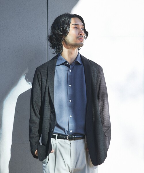ABAHOUSE GRAY（アバハウスグレイ）の「【接触冷感】ハニカムメッシュ ショールブルゾン/ジャケット（ブルゾン・メンズ・ブラック/モカ/ネイビー・46/48/50）」の22枚目の写真