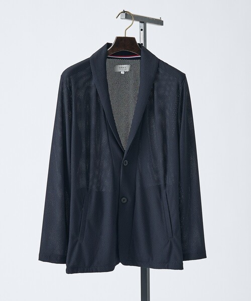 ABAHOUSE GRAY（アバハウスグレイ）の「【接触冷感】ハニカムメッシュ ショールブルゾン/ジャケット（ブルゾン・メンズ・ブラック/モカ/ネイビー・46/48/50）」の9枚目の写真