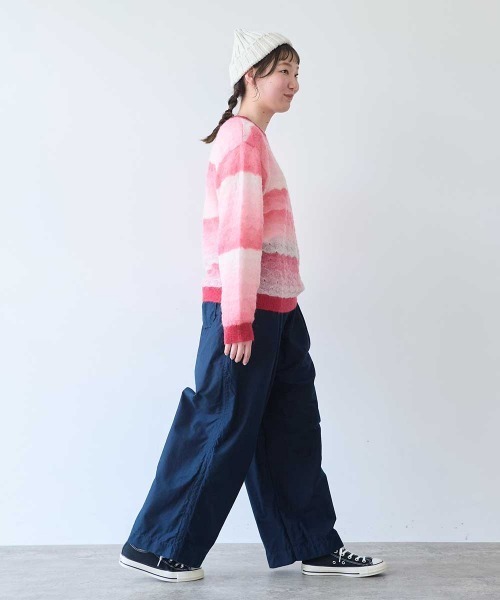 bulle de savon(ビュルデサボン)の「ナイロン/モへヤ/ウール gradient 透かし編みプルオーバー(ニット/セーター・レディース・ブルー/ピンク/チャコールグレー・FREE)」の10枚目の写真