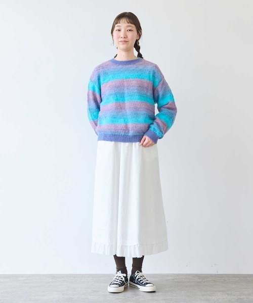 bulle de savon(ビュルデサボン)の「ナイロン/モへヤ/ウール gradient 透かし編みプルオーバー(ニット/セーター・レディース・ブルー/ピンク/チャコールグレー・FREE)」の22枚目の写真