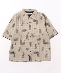 パイナップルチェックプリントオープンカラーシャツ