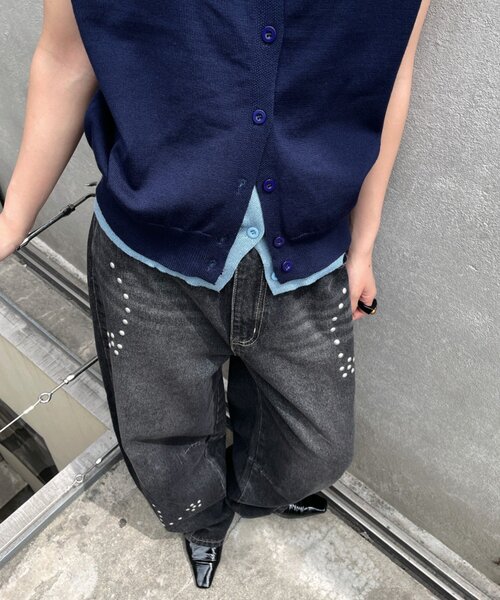 goocy（グーシー）の「スタッズアシメカーブデニム（デニムパンツ・レディース・ブルー系その他/グレー・SMALL/MEDIUM）」の12枚目の写真