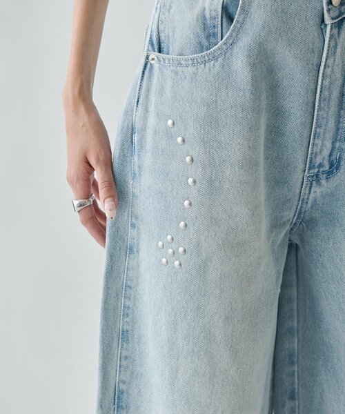 goocy（グーシー）の「スタッズアシメカーブデニム（デニムパンツ・レディース・ブルー系その他/グレー・SMALL/MEDIUM）」の19枚目の写真