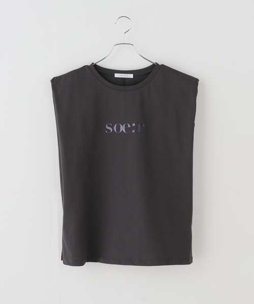 B.C STOCK(ベーセーストック)の「《追加》手洗い可 / 3D箔プリントTEE(Tシャツ/カットソー・レディース・アイボリー/チャコールグレー/ウッド・FREE)」の14枚目の写真