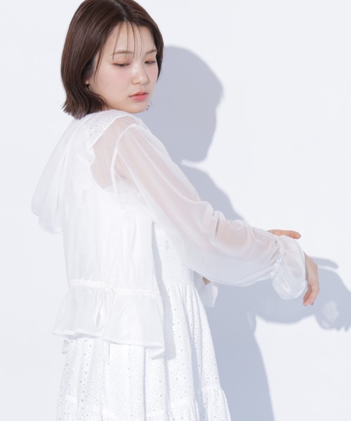 JILL by JILL STUART(ジルバイジルスチュアート)の「シアーパーカー(パーカー・レディース・ブラック/ホワイト/グレー・FREE)」の10枚目の写真
