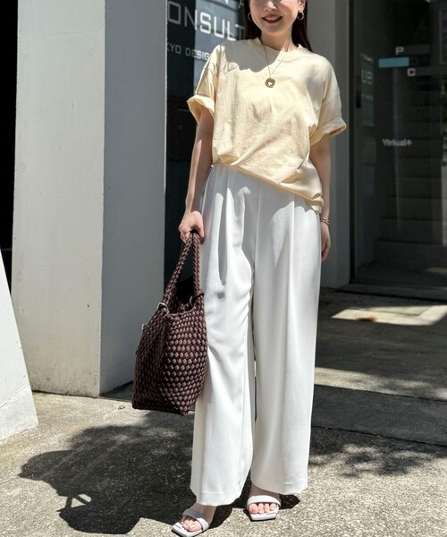 NOLLEY’S Sophi（ノーリーズソフィ）の「ウォッシャブル72/2超長綿オーバーサイズT（Tシャツ/カットソー・レディース・ホワイト/イエロー/チャコールグレー・FREE）」の12枚目の写真