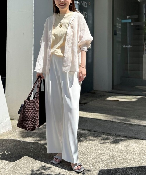 NOLLEY’S Sophi（ノーリーズソフィ）の「ウォッシャブル72/2超長綿オーバーサイズT（Tシャツ/カットソー・レディース・ホワイト/イエロー/チャコールグレー・FREE）」の13枚目の写真