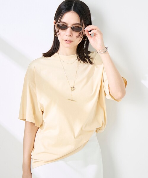 NOLLEY’S Sophi（ノーリーズソフィ）の「ウォッシャブル72/2超長綿オーバーサイズT（Tシャツ/カットソー・レディース・ホワイト/イエロー/チャコールグレー・FREE）」の15枚目の写真