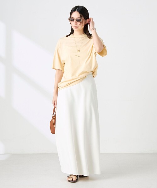 NOLLEY’S Sophi（ノーリーズソフィ）の「ウォッシャブル72/2超長綿オーバーサイズT（Tシャツ/カットソー・レディース・ホワイト/イエロー/チャコールグレー・FREE）」の16枚目の写真