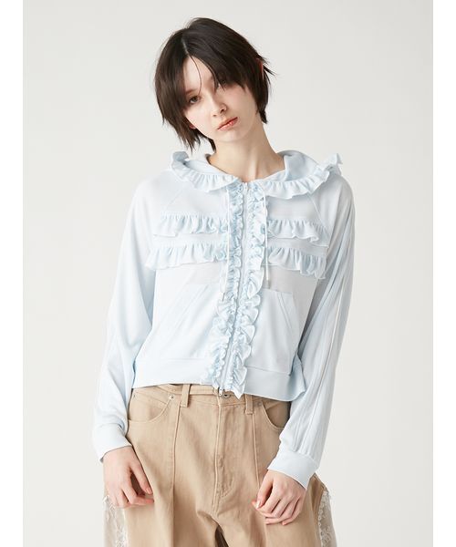 FURFUR(ファーファー)の「【LUMISHADE】UVカットフリルパーカー〈接触冷感〉(パーカー・レディース・ホワイト/ライトブルー/ブラック・F)」の10枚目の写真