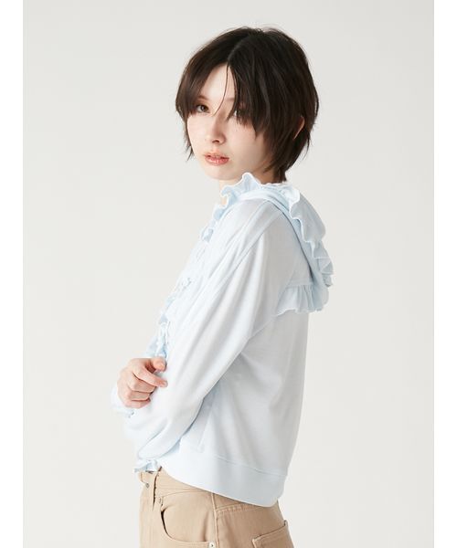 FURFUR(ファーファー)の「【LUMISHADE】UVカットフリルパーカー〈接触冷感〉(パーカー・レディース・ホワイト/ライトブルー/ブラック・F)」の12枚目の写真