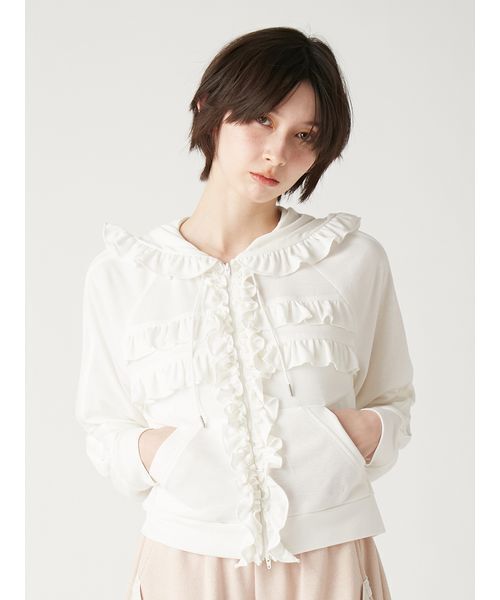 FURFUR(ファーファー)の「【LUMISHADE】UVカットフリルパーカー〈接触冷感〉(パーカー・レディース・ホワイト/ライトブルー/ブラック・F)」の18枚目の写真
