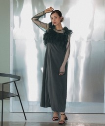 【ANDRESD】volume ruffle layer dress 結婚式 パーティードレス オケージョンドレス お呼ばれ 二次会 成人式 同窓会
