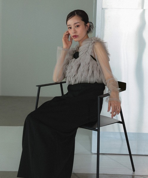 DONOBAN（ドノバン）の「【ANDRESD】volume ruffle layer dress 結婚式 パーティードレス オケージョンドレス お呼ばれ 二次会 成人式 同窓会（ドレス・レディース・ブラック/ブラウン/ベージュ×ブラック/チャコール・S/M/L）」の20枚目の写真