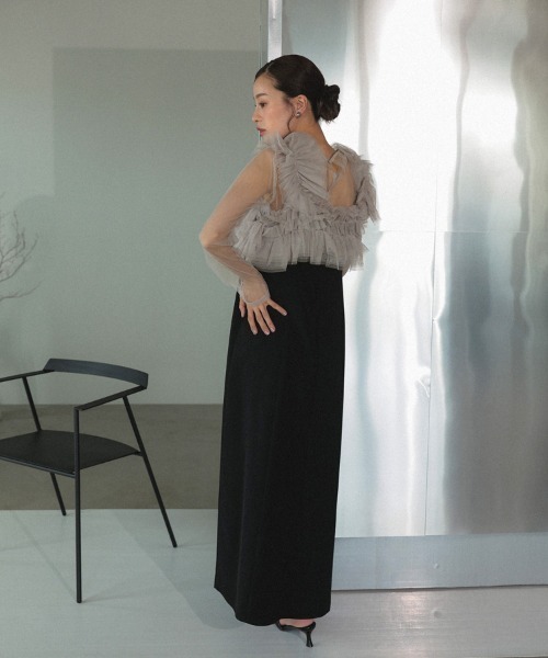 DONOBAN（ドノバン）の「【ANDRESD】volume ruffle layer dress 結婚式 パーティードレス オケージョンドレス お呼ばれ 二次会 成人式 同窓会（ドレス・レディース・ブラック/ブラウン/ベージュ×ブラック/チャコール・S/M/L）」の21枚目の写真