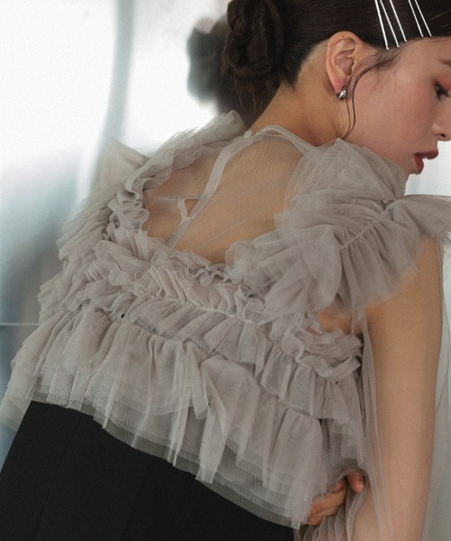 DONOBAN（ドノバン）の「【ANDRESD】volume ruffle layer dress 結婚式 パーティードレス オケージョンドレス お呼ばれ 二次会 成人式 同窓会（ドレス・レディース・ブラック/ブラウン/ベージュ×ブラック/チャコール・S/M/L）」の22枚目の写真