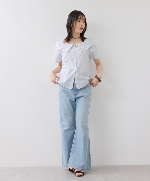 VIS（ビス）の「オフショルライクハーフスリーブブラウス/イージーケア（シャツ/ブラウス・レディース・ブラウン系その他/ブルー系その他4/ホワイト系その他・FREE）」の5枚目の写真
