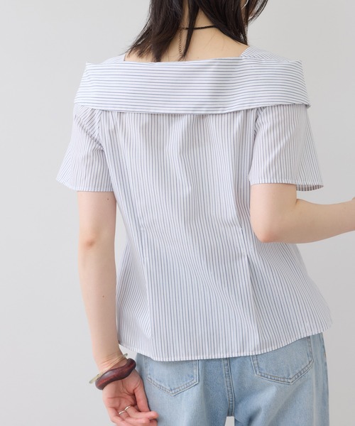 VIS（ビス）の「オフショルライクハーフスリーブブラウス/イージーケア（シャツ/ブラウス・レディース・ブラウン系その他/ブルー系その他4/ホワイト系その他・FREE）」の7枚目の写真