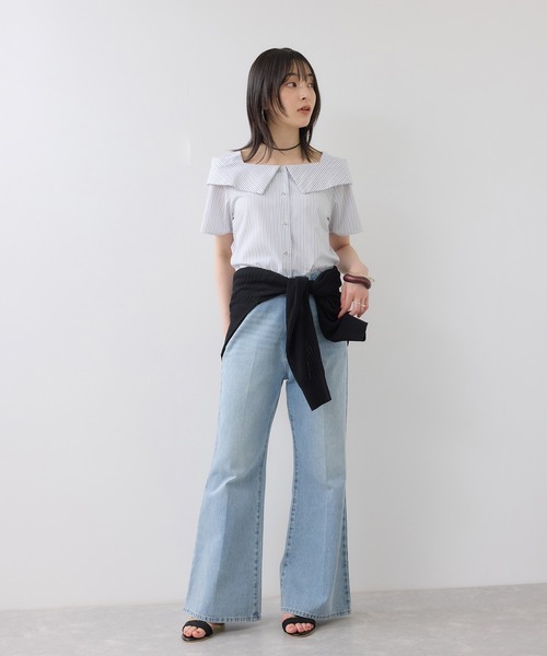 VIS（ビス）の「オフショルライクハーフスリーブブラウス/イージーケア（シャツ/ブラウス・レディース・ブラウン系その他/ブルー系その他4/ホワイト系その他・FREE）」の4枚目の写真